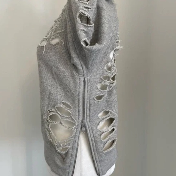 R13 grey sweatshirt distressed with zipper details - Picture 5 of 7
